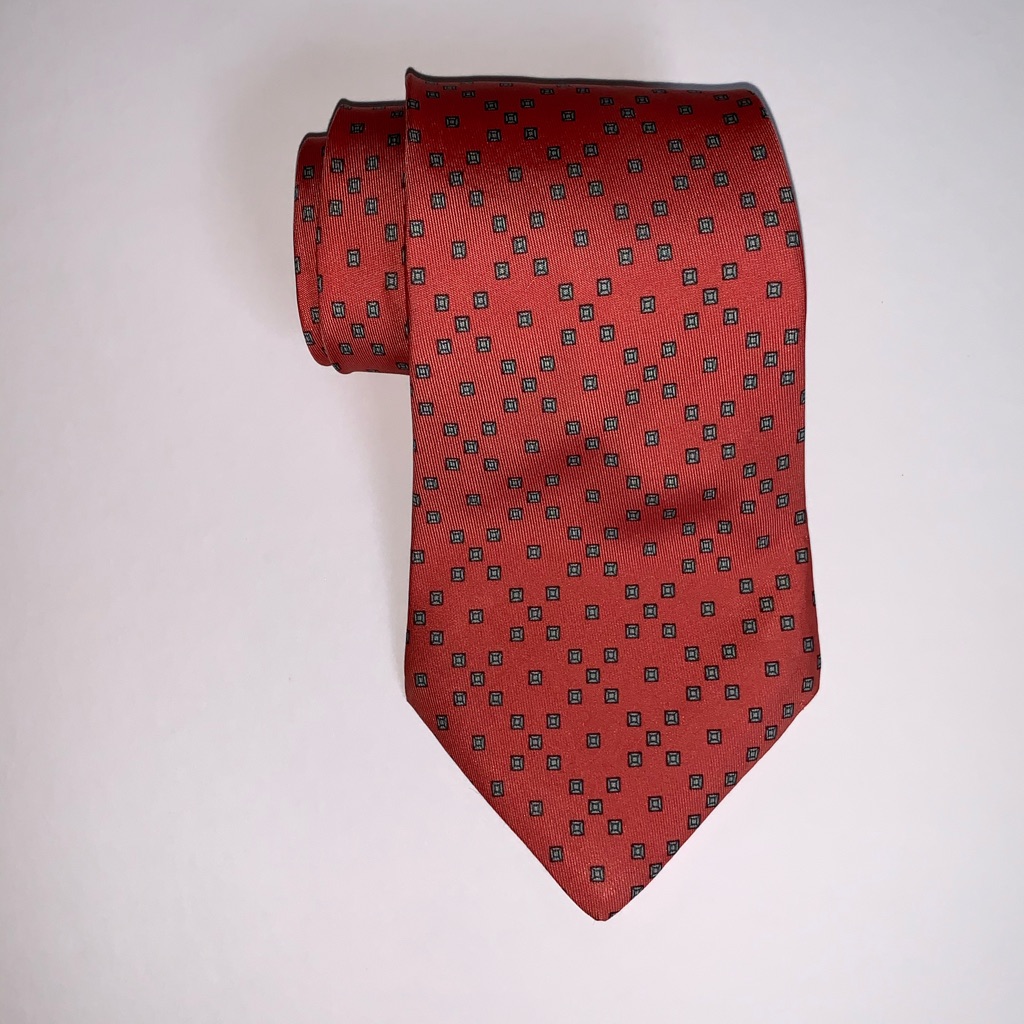 Authentic French Handmade Hermes Silk Twill Necktie In Dark Salmon Pink